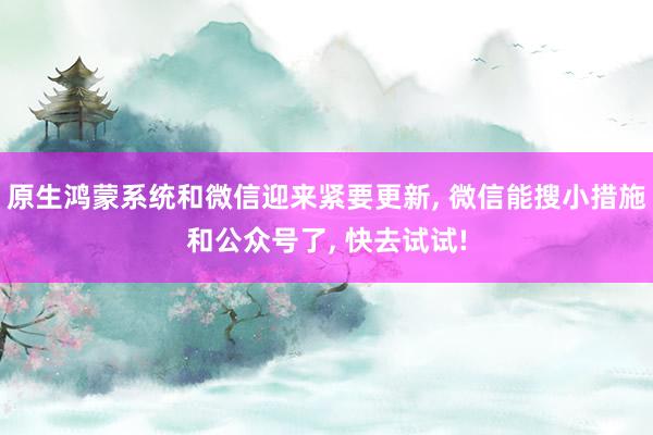 原生鸿蒙系统和微信迎来紧要更新, 微信能搜小措施和公众号了, 快去试试!