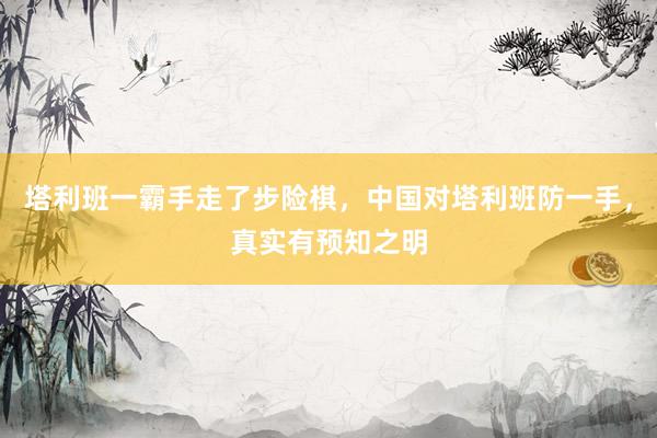 塔利班一霸手走了步险棋，中国对塔利班防一手，真实有预知之明