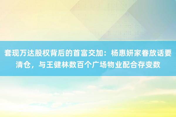 套现万达股权背后的首富交加：杨惠妍家眷放话要清仓，与王健林数百个广场物业配合存变数