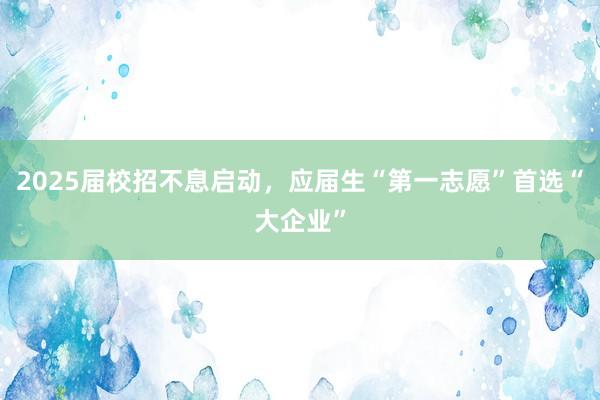 2025届校招不息启动，应届生“第一志愿”首选“大企业”