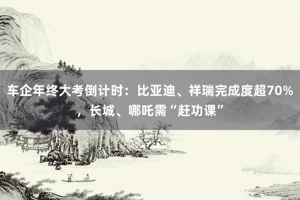 车企年终大考倒计时：比亚迪、祥瑞完成度超70%，长城、哪吒需“赶功课”