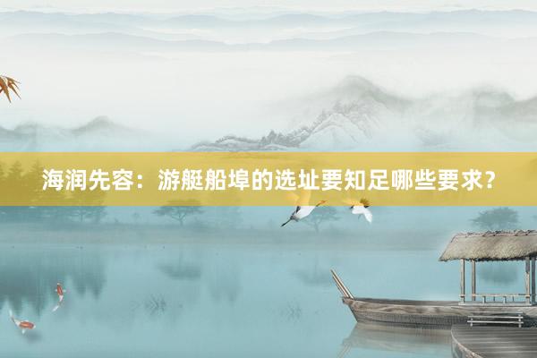 海润先容：游艇船埠的选址要知足哪些要求？