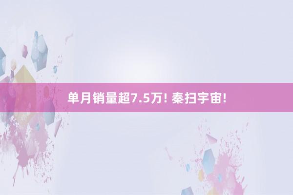 单月销量超7.5万! 秦扫宇宙!